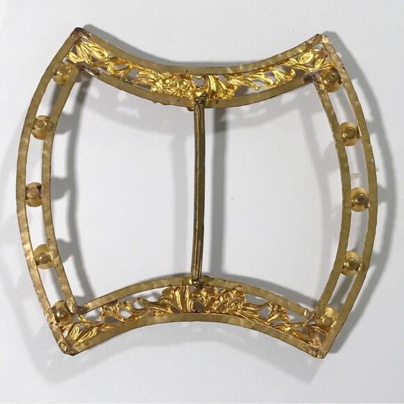 Vintage Ornate Filigree Pearl Gold Gilt Victorian Sash Belt Buckle Large Estate - Picture 11 of 14